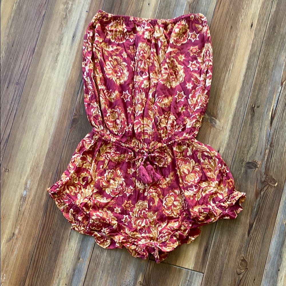 Floral Women's romper in Red and Yellow